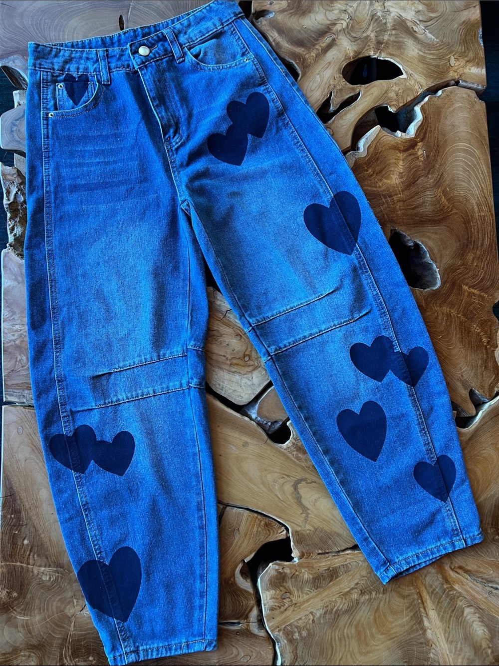 Blue Heart Mid-Rise Barrel Jeans NWOT XS-S - Picture 5 of 9
